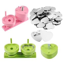 57mm Green Pink Heart Shaped Badge Mold for Sliding Style Badge Button Maker Machine Replacement 100Sets Metal Making Parts