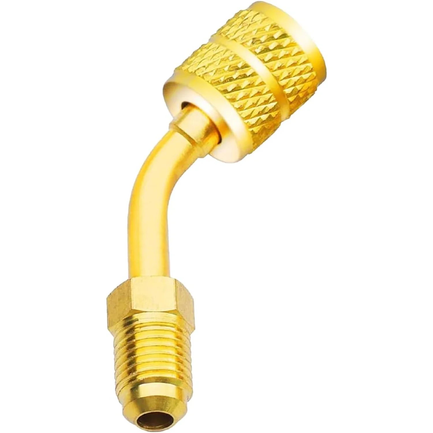 

R410a Charging Vacuum Port Adapter Brass Converter with Thimble 5/16 Inch Female Quick Coupler to 1/4 Inch Male Flare for Split