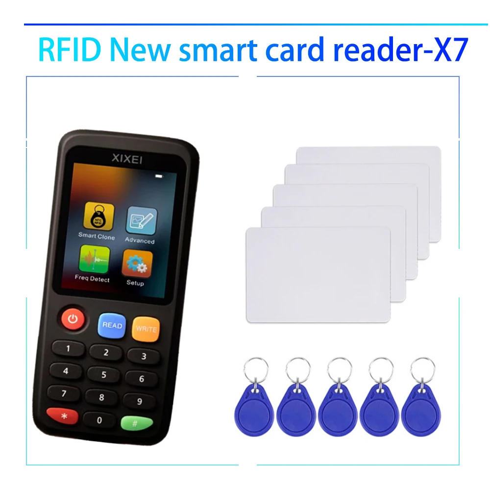 New RFID Smart Card Copier X7 13.56mhz 125khz Tag Clone T5577 UID Badge NFC Token Read and Write Handheld Color Screen Copier