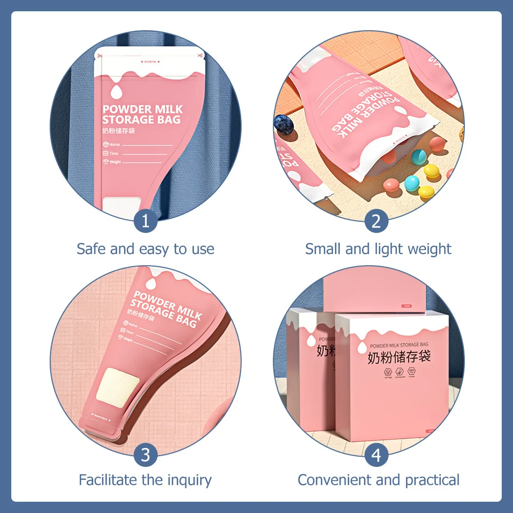 30 قطعة حقيبة تخزين مسحوق الحليب القابل للتصرف المحمولة صيغة الحقيبة للسفر المنزل Bpa خالية مانعة للتسرب حاوية خفيفة صغيرة #3