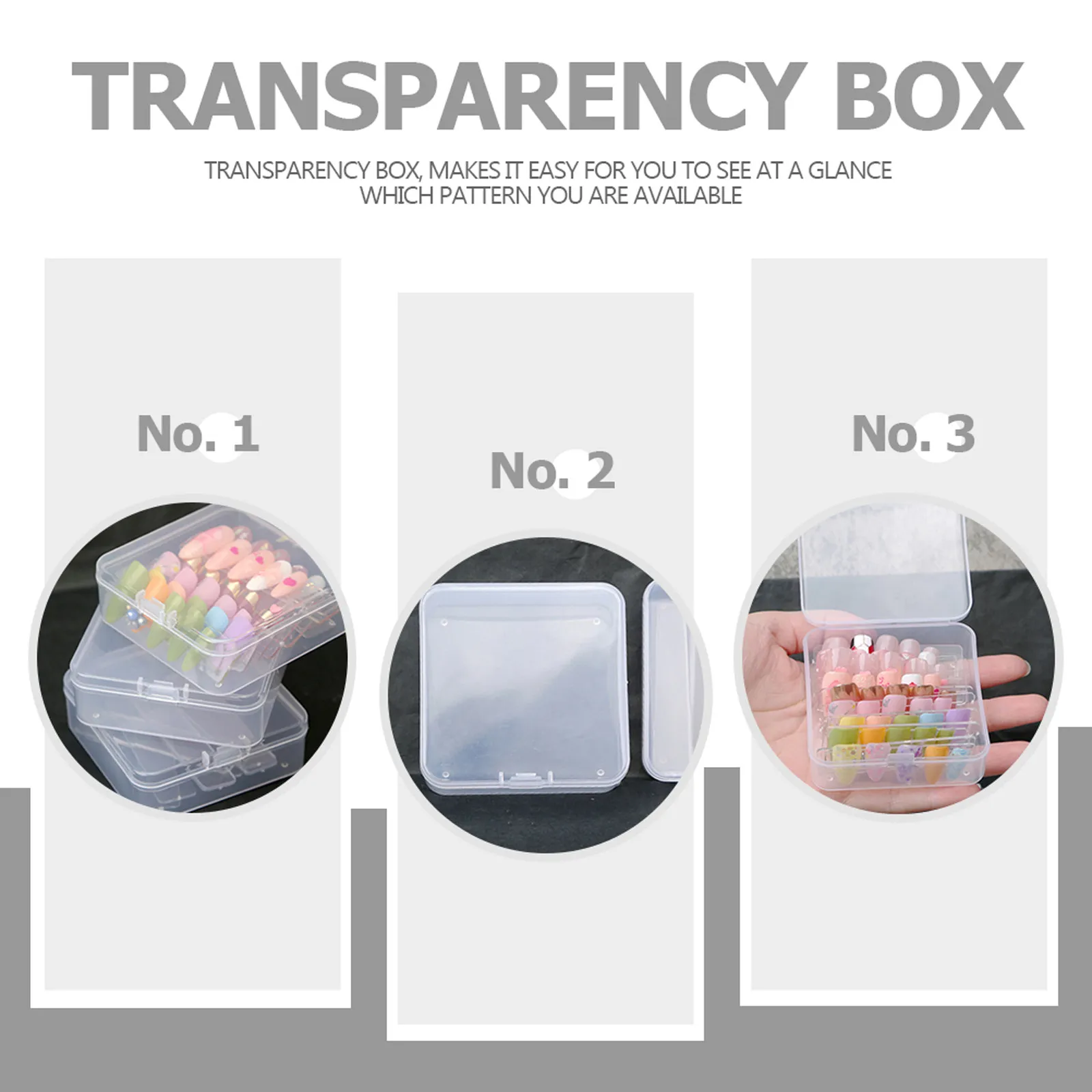 1Set Nail Art Supplies Container Sturdy Durable Empty Nail Tips Case Portable Display Stand for Nails Display Case