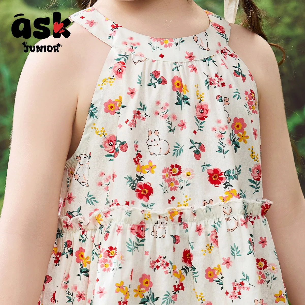 فستان بناتي صيفي صغير بدون أكمام مزين بالزهور #5