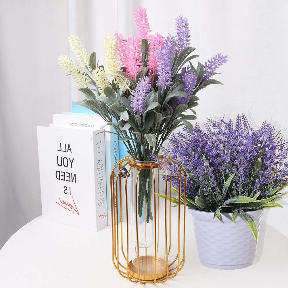 

2Pcs Artificial Lavender Potted Bonsai Fake Plant Ornament Home Desktop Faux Lavender Decoration Simulated Bonsai