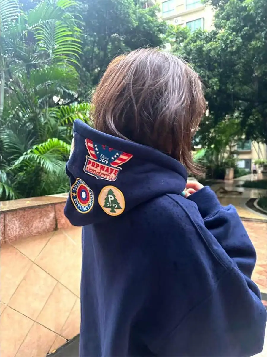 

Утепленная толстовка оверсайз с вышивкой и флисовой подкладкой, свободного кроя, в уличном стиле, для женщин, больших размеров, на осень-зиму