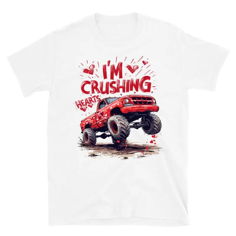 

Valentine'S Day T Shirt I Crush Hearts Monster Truck Romantic