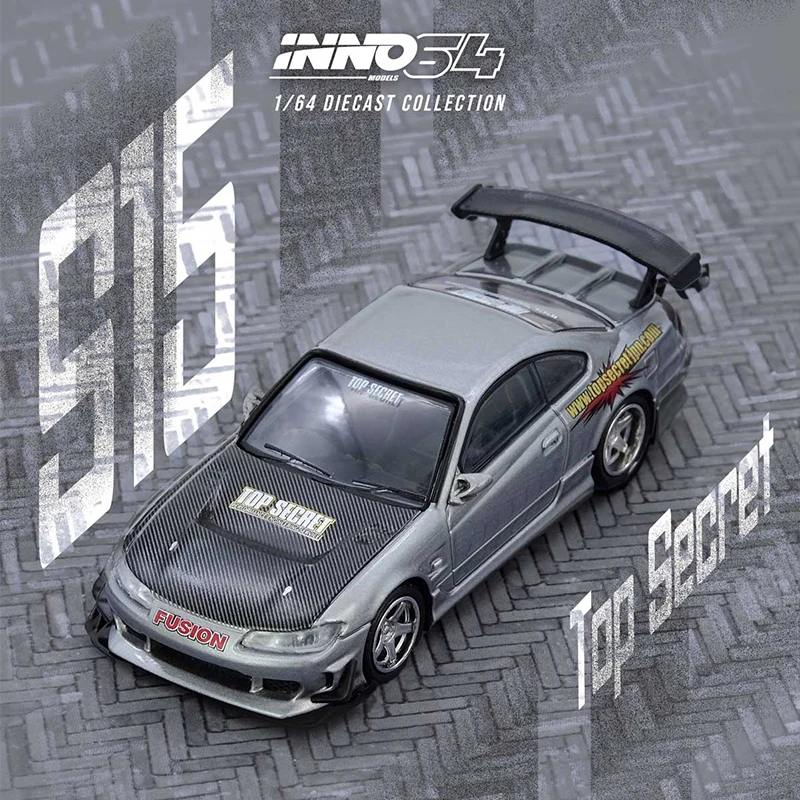 

Предпродажа INNO 1:64 TOP SECRET SILVIA S15, серебряная литая под давлением диорама, коллекция моделей автомобилей, игрушки