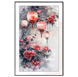 9ct 60x100cm Chinese Lantern Embroidery DIY Chinese Style Printed Kits Cross Stitch Needlework Set Home Decor Crafts