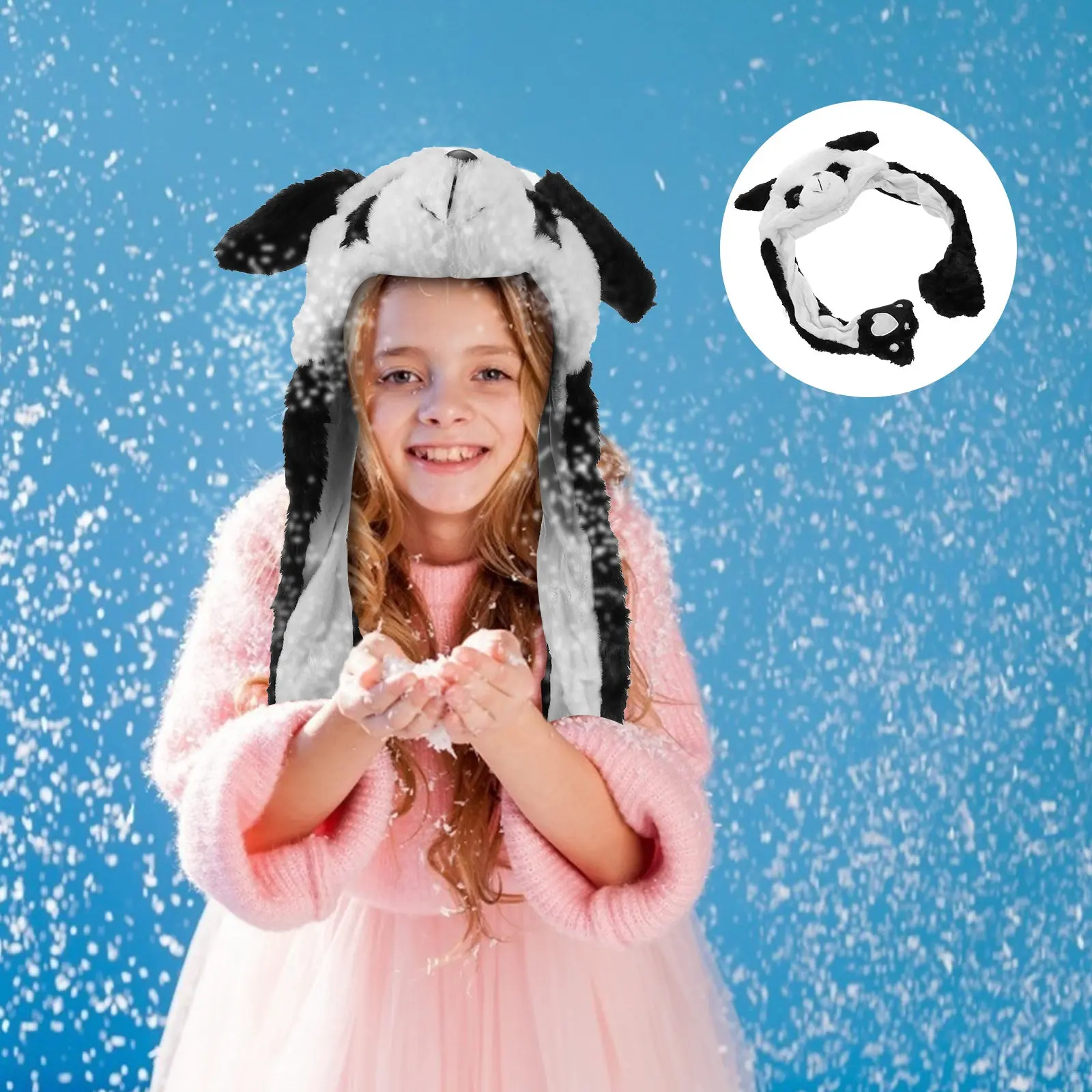 

1Pcs Cartoon Headgear Skin-Friendly Warm Winter Hat Funny Moving Ears Performance Costume Party Photo Prop Comfortable