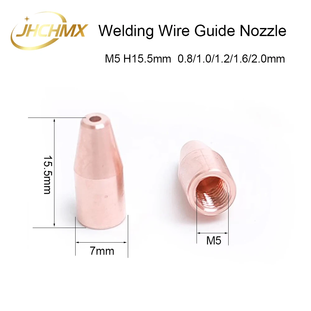 JHCHMX-boquilla de guía de alambre de soldadura láser de fibra, M5 H15.5, 0,8/1,0/1,2/1,6/2,0mm para Chaoqiang SUP QILIN Ospri WSX HANWEI Head