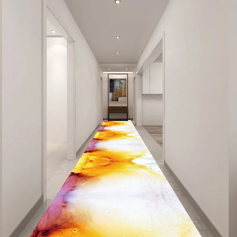 Reese Long Lobby Carpet Rug Hallway Decor Corridor Aisle Colorful Alcohol Ink Abstract Modern Abstract Art Volcanic Rock Pattern