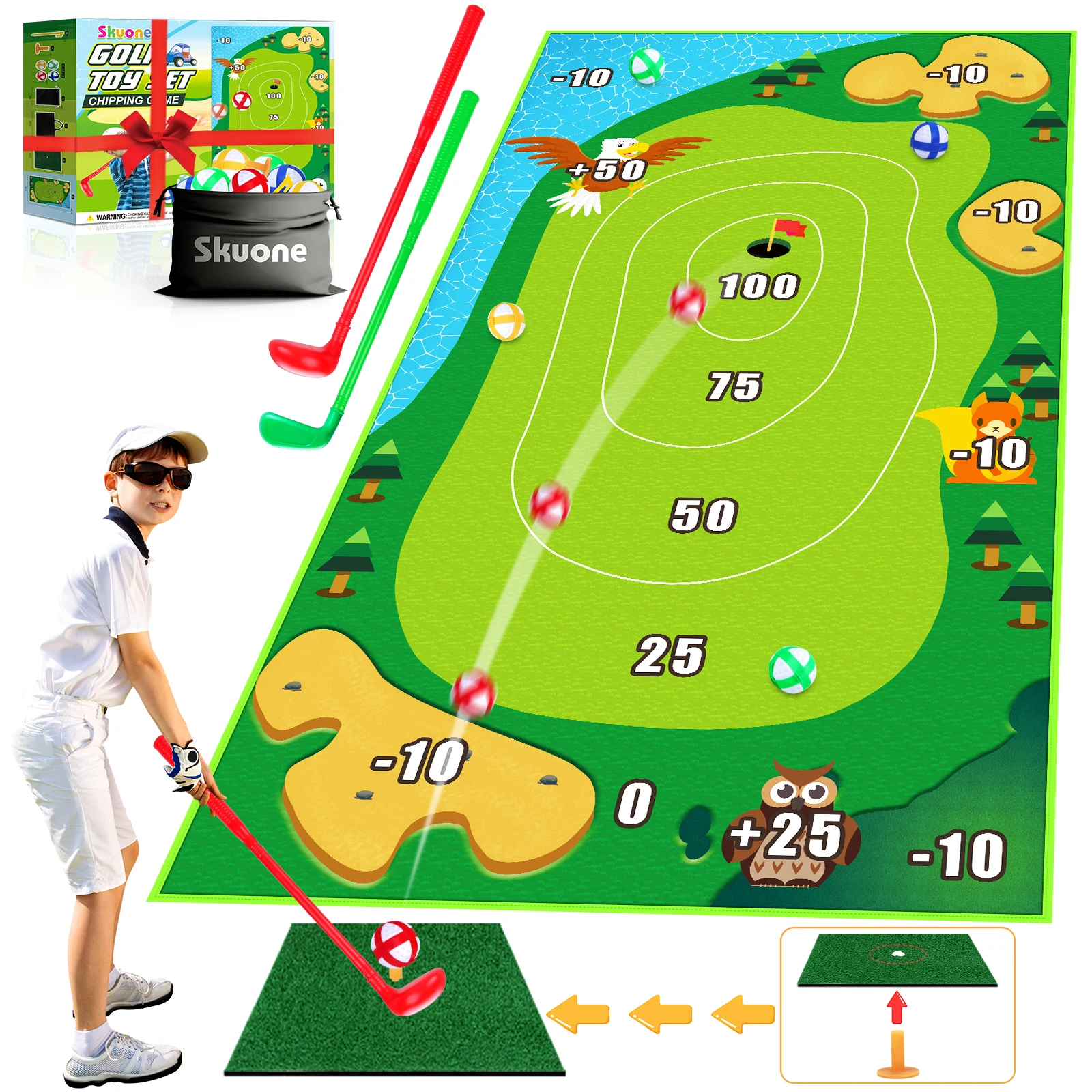 Golf toy set, Golf beginner practice set, suitable for indoor and outdoor, suitable for gifts to boys and girls over 3 years old