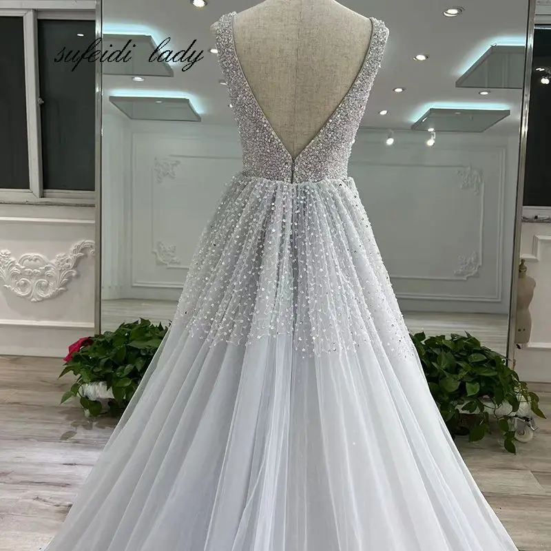 Vestidos de novia elegantes de sirena, vestidos de novia de encaje completo, tren desmontable, vestidos de novia