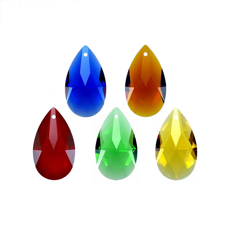 5pcs 38mm Multicolor Crystal Drop Chandelier Glass Prism Sun Catcher Lamp Part (Free Ring) Bead Curtain Pendant Chrismas Hanging