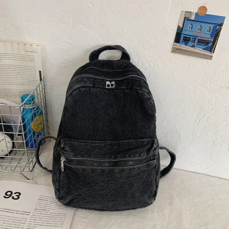 Borsa a tracolla Unisex 2024 nuovo tessuto Denim leggero semplice e alla moda Versatile Casual studente di grande capacità