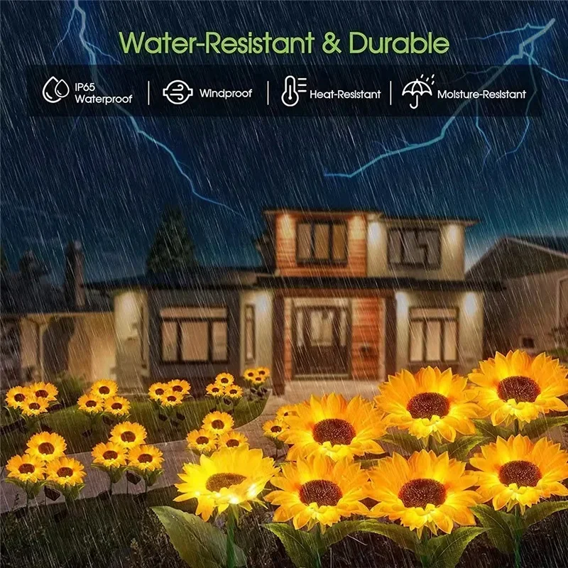 Solar Sonnenblumen Rasen Licht Outdoor Garten Dekorative LED Lichter Landschaft Veranda Sommer Dekoration Licht Sensor Auto Helligkeit