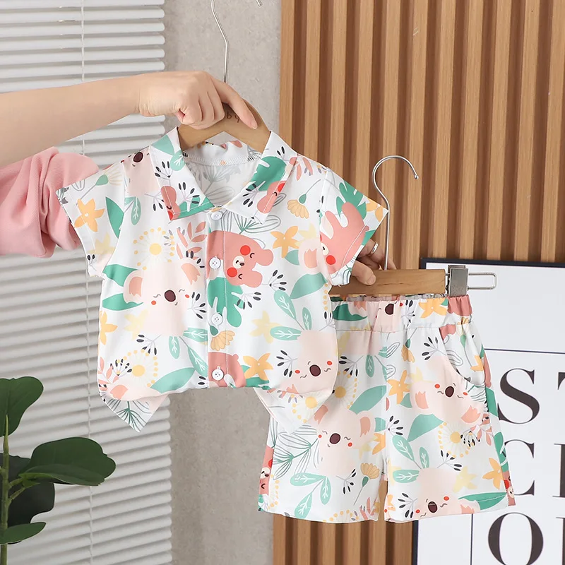 New Summer Baby Girls Clothes Suit Children Shirt Shorts 2Pcs/Sets Kids Boys Clothing Toddler Casual Costume Infant Tracksuits