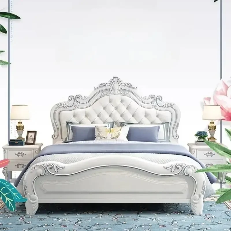European Wood Frame Bed Modern Platform Designer Wooden Full Set Bed Double Headboards Unique Camas De Casal Home Furniture