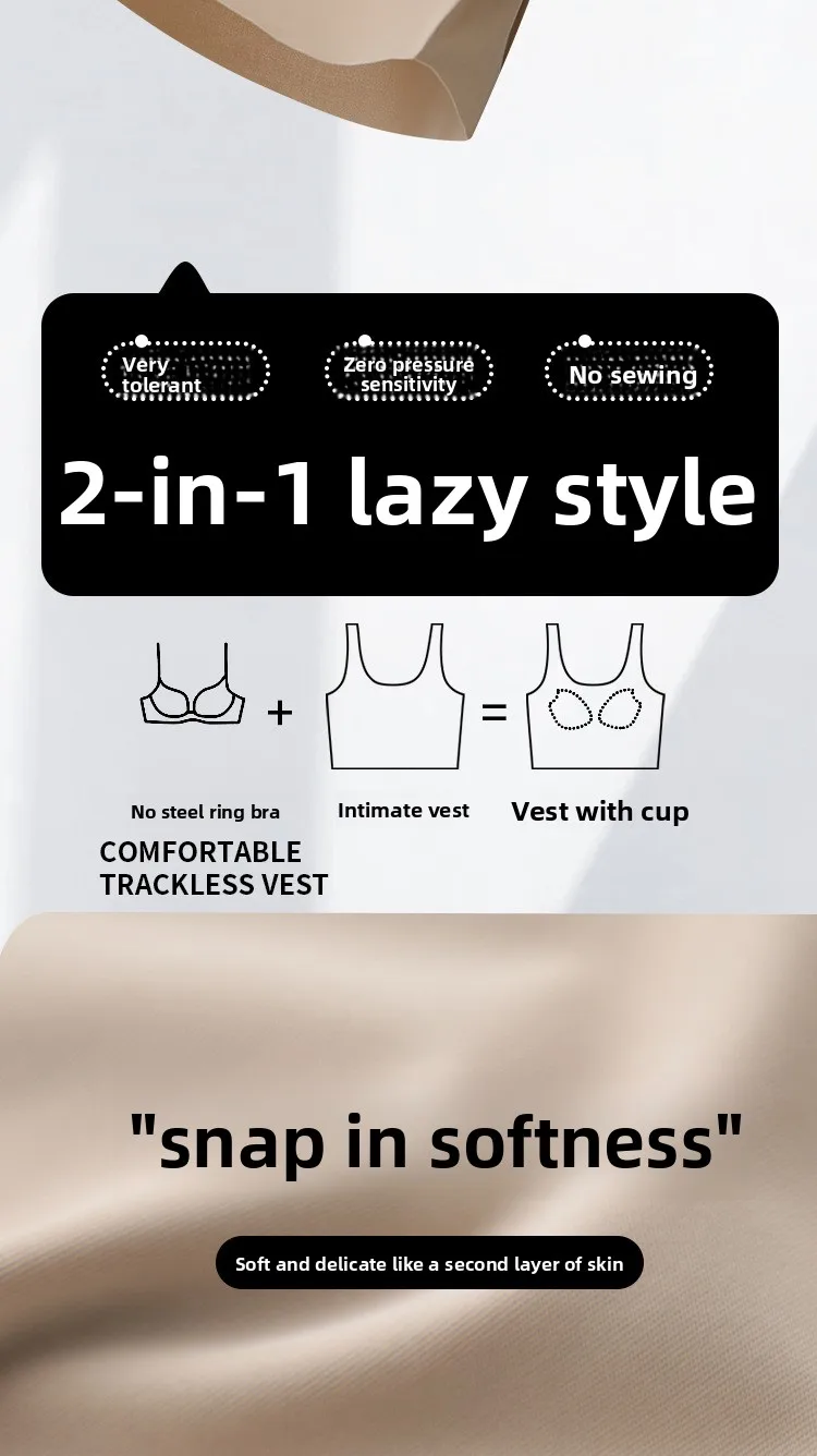 M-2XL Schönes Rückenträger-Top mit integriertem BH, Damen-Sommer-Top mit festem Cup, als Oberbekleidung oder Untertop geeignet, für 40-80 kg. – Detail 3