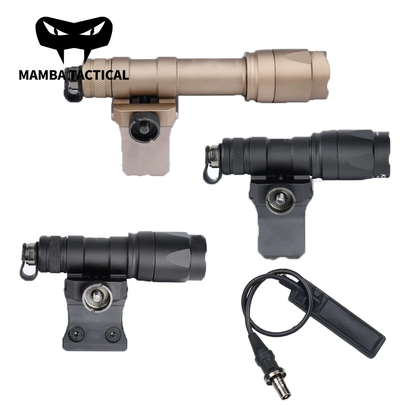 WADSN Airsoft Hunting LED Flashlight M300 M600 & Metal CNC Offset Mount Base Picatinny Keymod System Rail Lighting Set