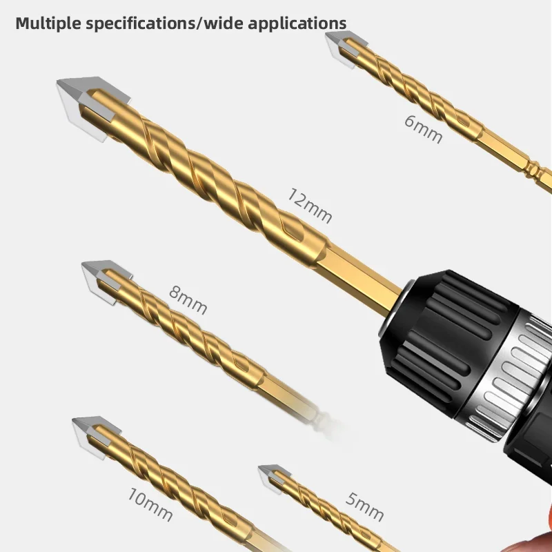 타일 드릴링 드릴 비트 글래스 시멘트 콘크리트 금속 대리석 특수 고경도 사면 모서리 합금 드릴 비트 건식 드릴링 5-12mm