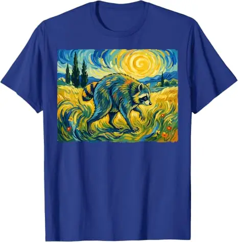 Van Gogh Jimothy Raccoon Animal Graphic Artwork T-Shirt Y2k Art Graphic Apparel Einzigartiges Neuheitsgeschenk Baumwolle Streetwear Kleidung – Detail 16