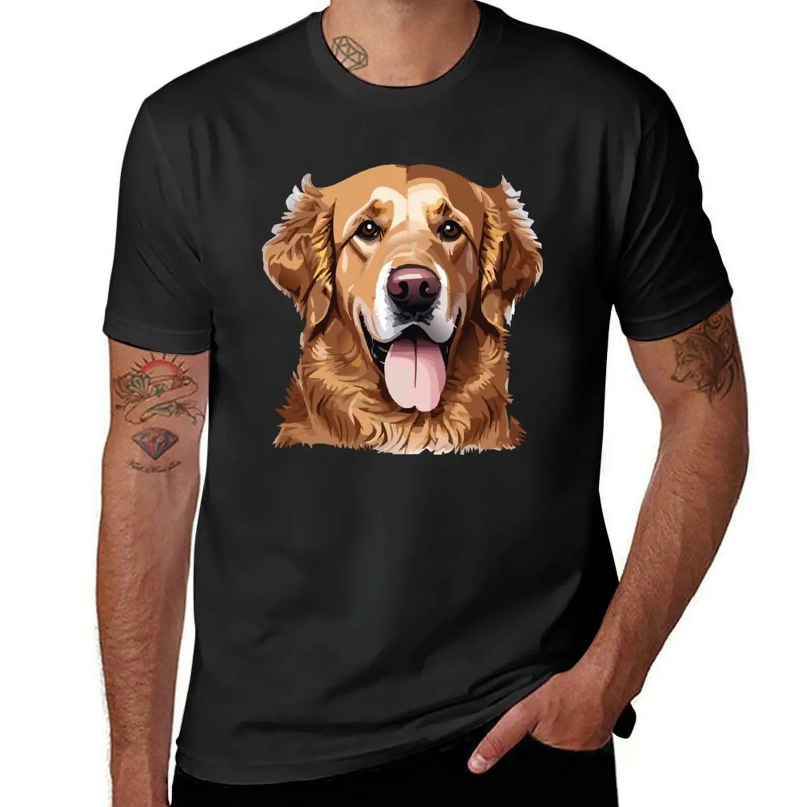 Golden Retriever portrait T-Shirt anime clothes tees oversized mens t shirts casual stylish