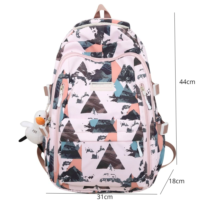 Bolsa de libros con estampado para mujer y hombre, morral escolar con grafiti para ordenador portátil, mochila de viaje para Universidad, a la moda, novedad