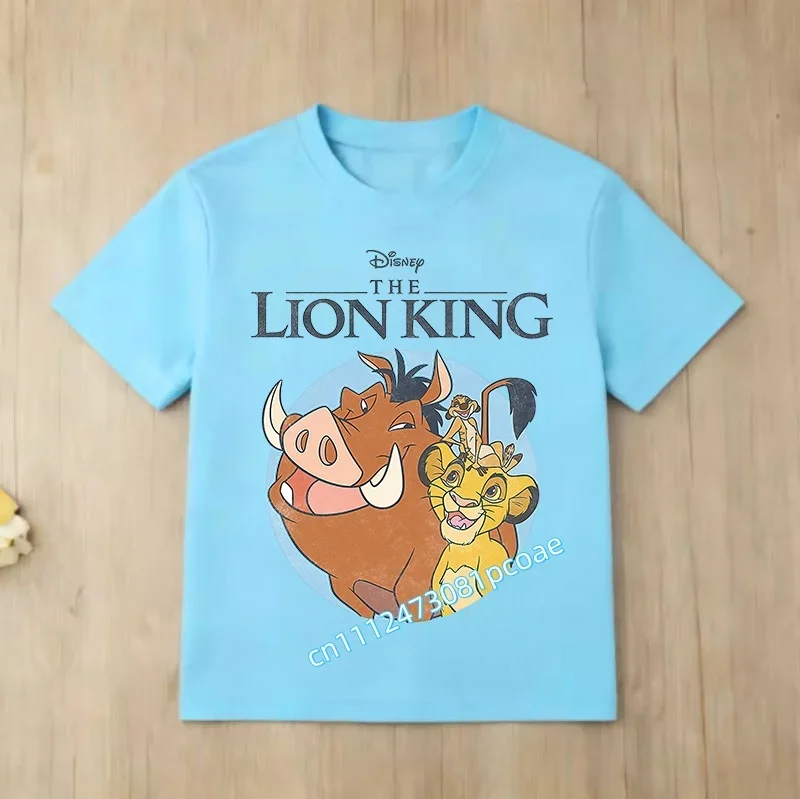 Camiseta Deportiva para Niños y Niñas - Top Informal con Estampado de Dibujos Animados El Rey León - Camiseta de Verano para Niños - 100% Algodón de Manga Corta