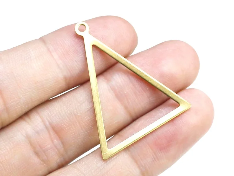 10pcs Triangle Earring Charms, Brass Connector, Geometric Brass Findings, Earring Embryo, 34.7x27.5mm, Jewelry Making - R2666