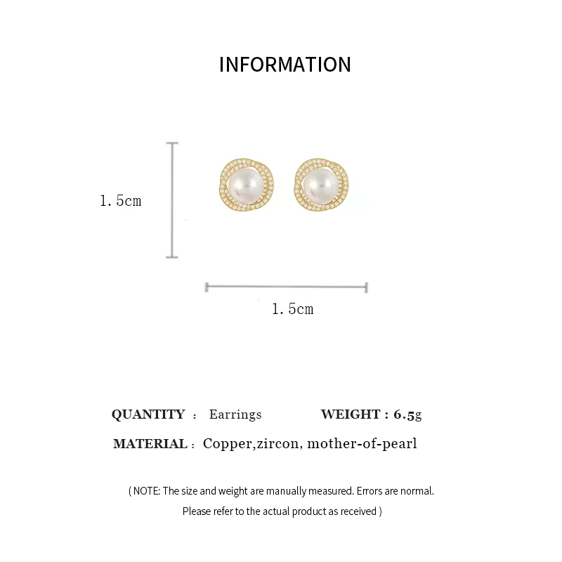 العصرية جولة تقليد أقراط اللؤلؤ للمرأة البسيطة رائعة لامعة الزركون وأقراط مجوهرات الأزياء حفلة العروس الزفاف K1