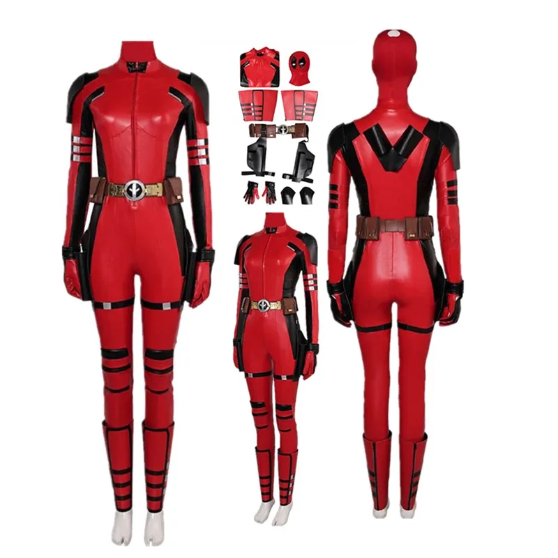 

Women Fantasy Dead Cosplay Pool Wade Disguise Wilson Villain Costume Fantasia Jumpsuit Mask Outfit Halloween Carnival Party Suit