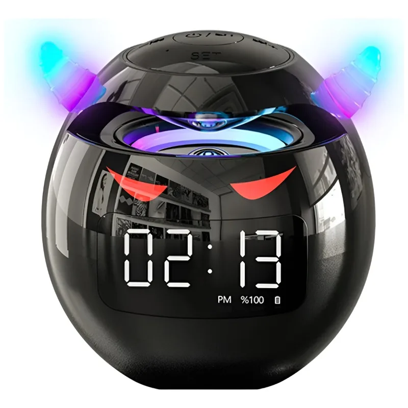 

Ball Shape Bluetooth Speaker – LED Digital Dual Alarm Clock,Smart Voice Control,Multi-Functional Portable Wireless Sound Speaker