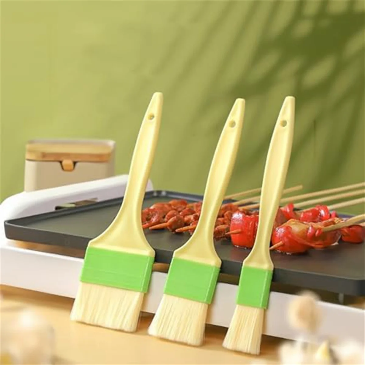 3Pcs Basting Pastry Brush, Cooking Brush Set,Grill Brush, Food Brush for Baking, Perfect for Marinade, Sauce, BBQ Brushe