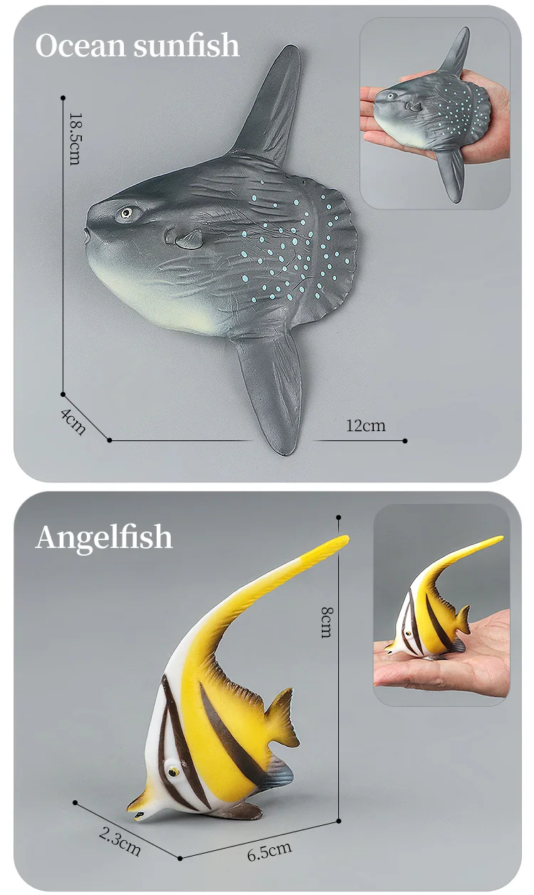 Meeresleben-Tiere-Modell, Actionfiguren-Set – Ozeanfisch, Thunfisch, Segelfisch, Bass, Zacker, Lachs, PVC, Lernspielzeug für Kinder – Detail 16