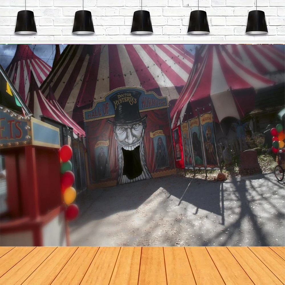 

Фон для фотосъемки ужасов цирк страшный Хэллоуин карнавал дом с привидениями зло гигантский клоун фон настенный декор для вечеринки баннер