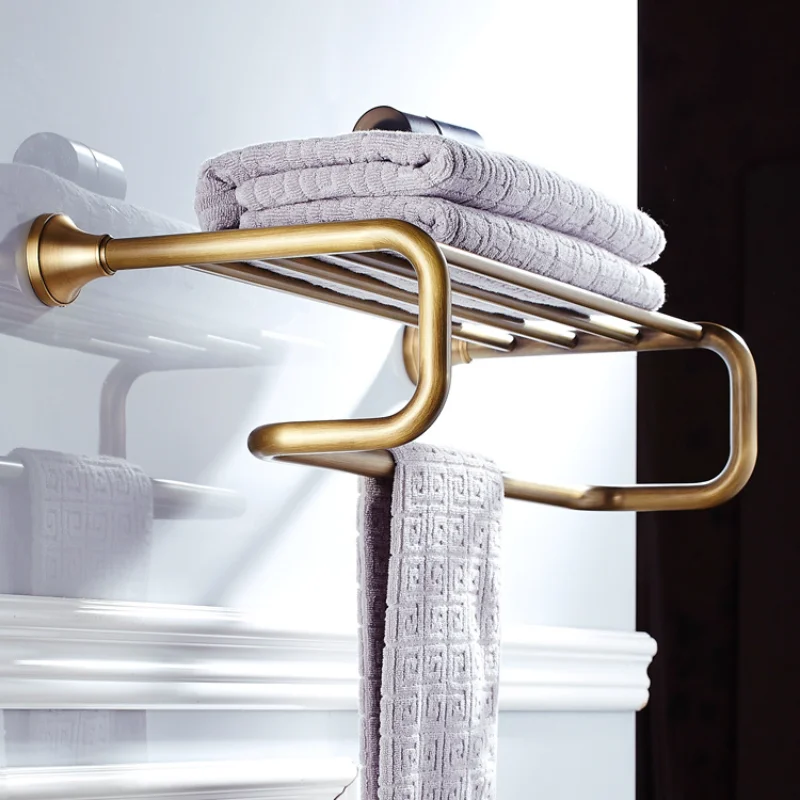 

Brass Bathroom Towel Rack, European Style Antique Vintage Towel Rack Towel Rack Storage Rack Extended Wall Hanging Towel Holder