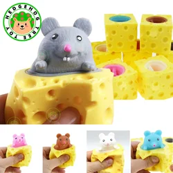 Anti-stress Toy Pop up Funny Mouse and Cheese Block Squeeze Hide and Seek Figures Stress Relief Fidget Toys for Kids Adult