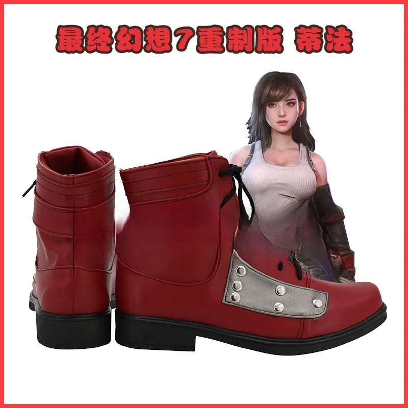 Game Final Fantasy 7 Tifa Cosplay Shoes Boots Props Halloween Party Role Play Custom Made Aksesori