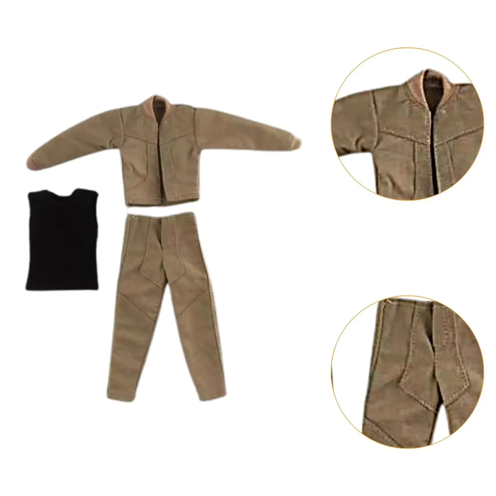1:12 Action Figure Clothes 3 Pieces Set Men's Jacket Vest Pants Miniature Clothing suits for Doll 6" Male Action Figure Body