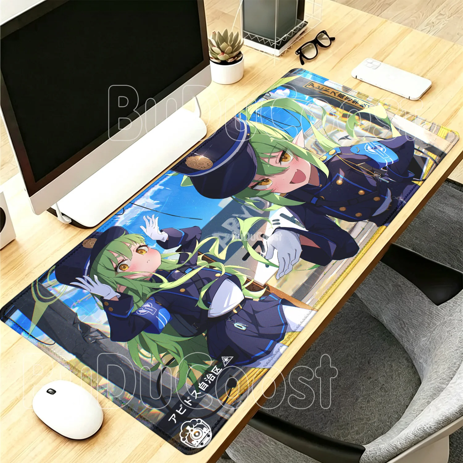HD Printing Blue Archive Mousepad Highlander Railroad School Nozomi Hikari Anime Girl Mouse Pad Keyboard Non-slip Base Desk Mat