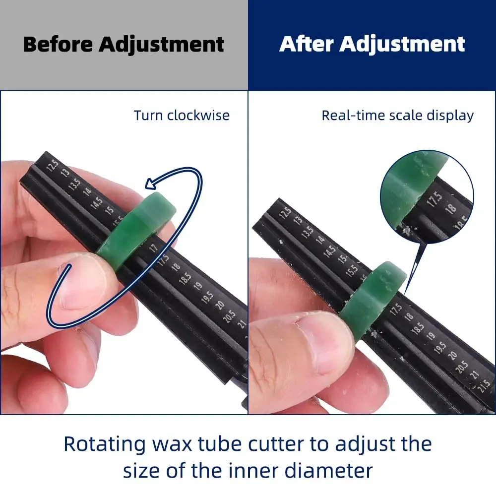Ring Wax Knife Ruler – Wax Tube Inner Ring Expansion & Measuring Tool 12.5-21.5mm Diameter Ring Sizer Mandrel Enlarger