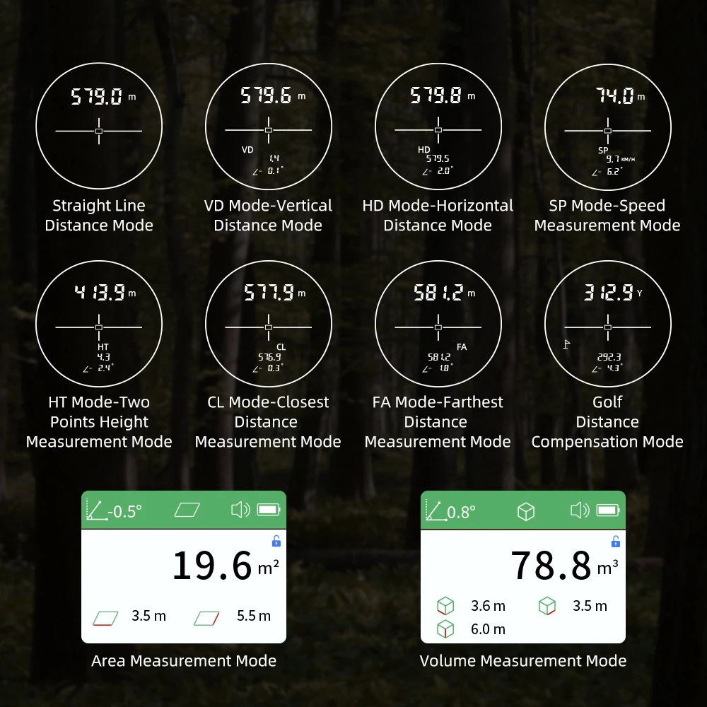 Dalmierz golfowy NOHAWK 1000 jardów, blokada masztu flagowego z wibracjami, komunikaty głosowe, kolorowy ekran, dalmierz do golfa i polowań. — zdjęcie 4
