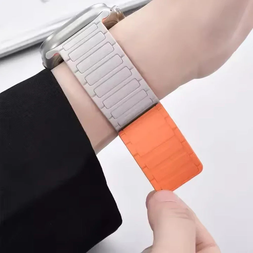 Sem lacunas pulseira magnética para samsung galaxy watch 8 clássico/8 44/40mm 46mm pulseira de silicone para galaxy watch8 correa accessorie