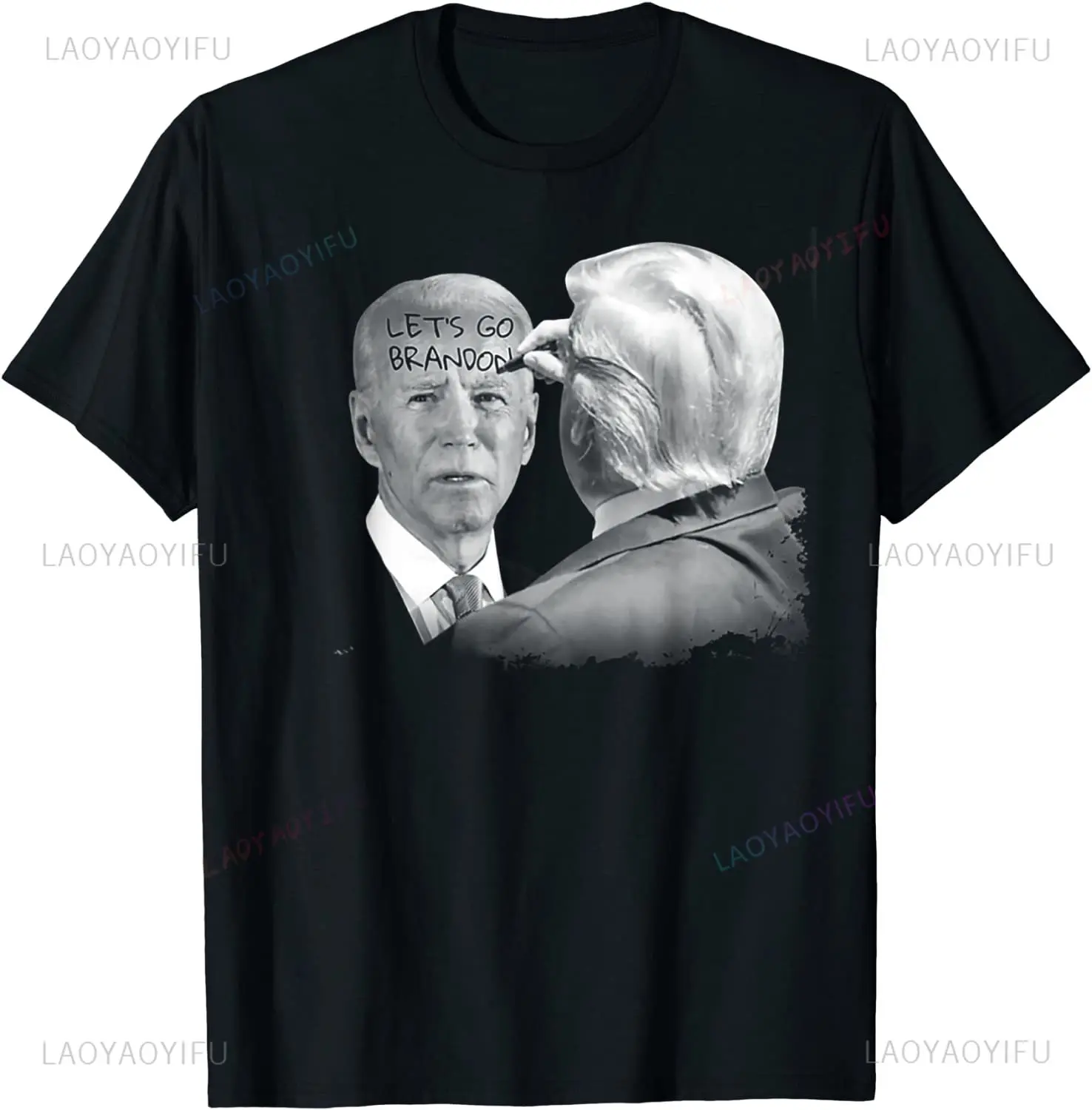 Let’s Go Brandon Funny Trump Write Biden Man Printed T-Shirt Cotton Classic O-Neck Summer Short Sleeve Casual Men Woman T-shirt