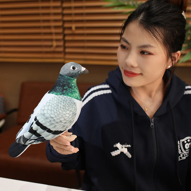 Simulation de Pigeon en peluche, jouet de Simulation de Pigeon blanc vert, jolie poupée d'animal en peluche, accessoires de photographie, décoration de maison, cadeau