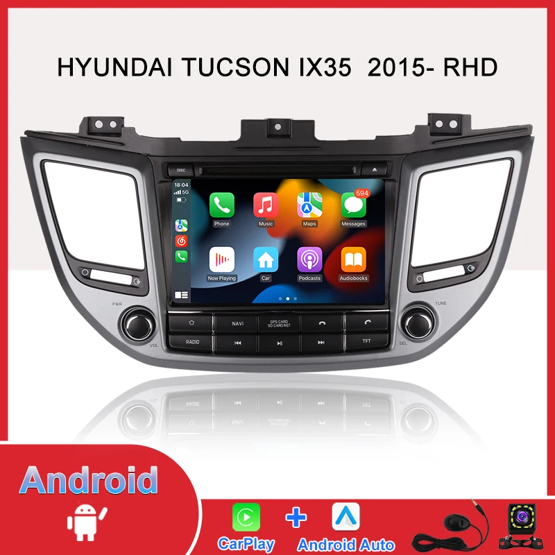 

Android Car Radio For Hyundai Tucson IX35 2015 2016 2017 2018- RHD 8 Inch Touch Screen Auto Player Wireless CarPlay GPS Navig