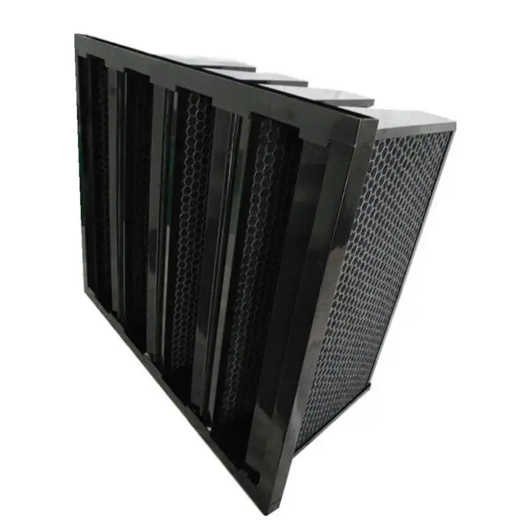 V-Bank Activated Carbon Filter W-Type Industrial Museum Plastic Large Adsorption Capacity Good Purification Effect New Condition