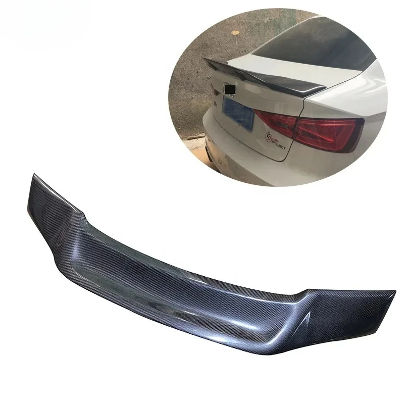 

For Audi A3 Sedan Spoiler A3 S3 Carbon Fiber Rear Spoiler Trunk Wing Carbon Finish 2014-2019 For A3 RS3 Renntech Style