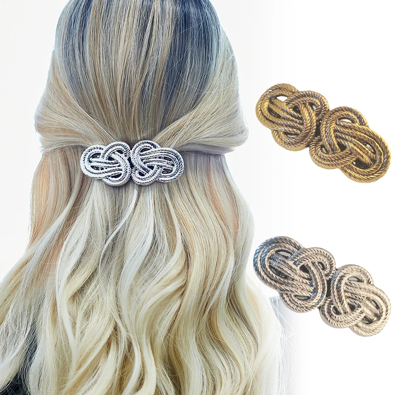 Personalized Double Money Knot Retro Heavy Industry Hairpin Ladies Tie Hair on The Back of The Head Elegant Dress Up Spring Clip