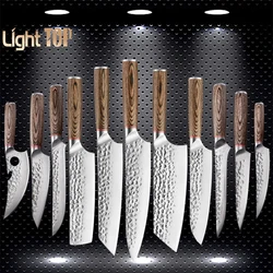 11 Set of Multifunction Chef Knife Kitchen Knives Colored Wooden Handle Japanese Knife Meat Cleaver Boning Knife Kitchen Tools